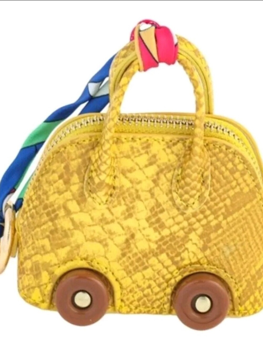 Yellow Rolling Mini Purse with Colorful Scarf